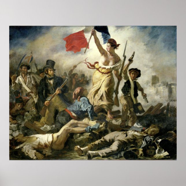 Eugne Delacroix Liberty führt das Volk an Poster (Vorne)