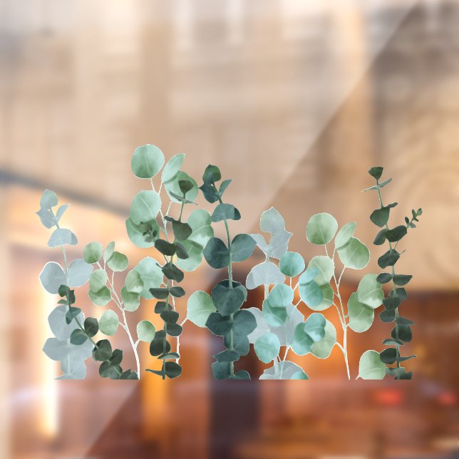 Eukalypt-Blätter mit transparentem blau-grün Fensteraufkleber (Blatt 2)