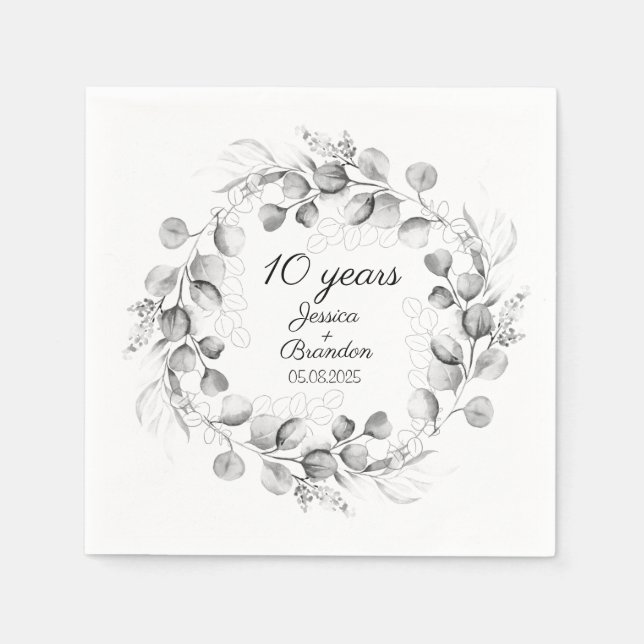 Eukalyptus 10. Zehn-Hochzeitstag Serviette (Vorderseite)
