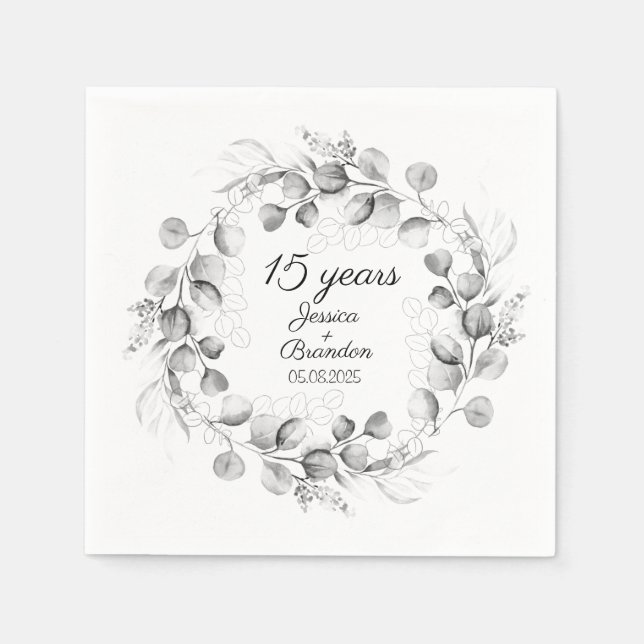 Eukalyptus 15. Crystal Wedding Anniversary Serviette (Vorderseite)