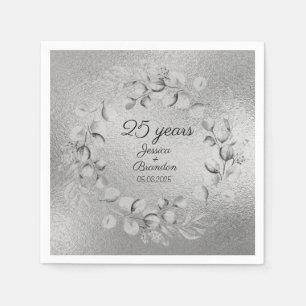 Eukalyptus 25. silberne Hochzeit  Serviette