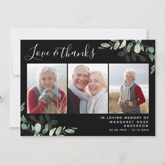 Eukalyptus 3 Foto Beerdigung Beileid Danke Karte (Vorderseite)
