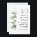 Eukalyptus 40. Geburtstags-Party Einladung<br><div class="desc">Erstellen Sie ganz einfach Ihre Geburtstagseinladungen,  indem Sie unsere Eukalyptus Greenery Watercolor Vorlage verwenden,  indem Sie auf den Button "Personalisieren" klicken. Perfekt für jedes Alter und leicht für andere besondere Ereignisse umzuleiten,  wenn Sie auf "Edit using Design Tool" klicken</div>