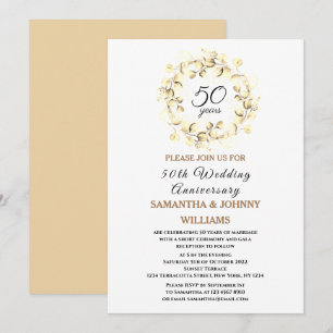 Eukalyptus 50. Hochzeitliches Foto Gold Einladung