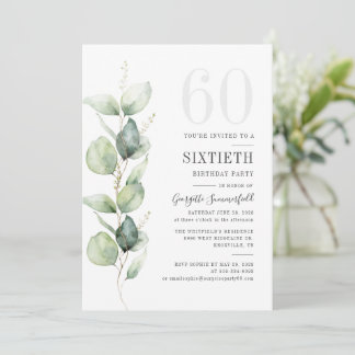 Eukalyptus 60. Geburtstag Botanisches Grünes Party Einladung