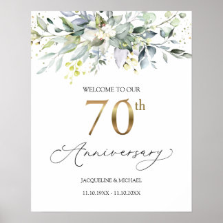Eukalyptus 70. Hochzeitstag Begrüßungszeichen Poster
