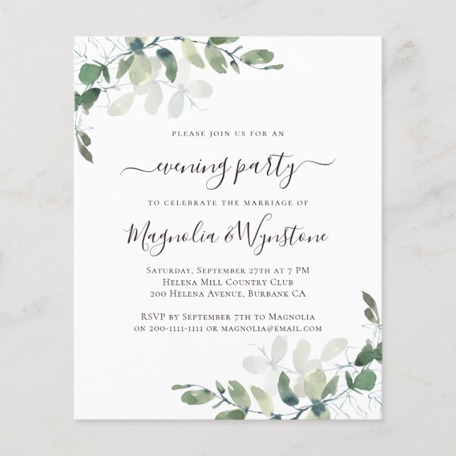 Eukalyptus-Abend-Party Einladung (Vorderseite)