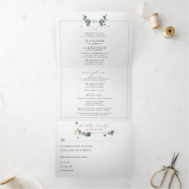Eukalyptus All in one monogram Wedding Tri-Fold Dreifach Gefaltete Einladung