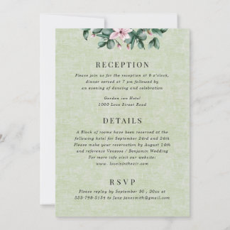 Eukalyptus All in one Sage Green Monogram Wedding Einladung