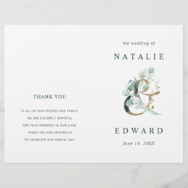Eukalyptus Ampersand Gold Green Wedding Program