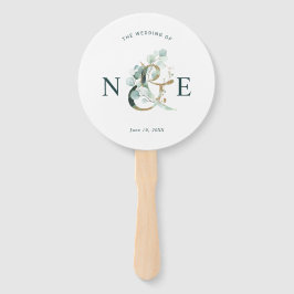 Eukalyptus Ampersand Gold Green Wedding Program Fächer