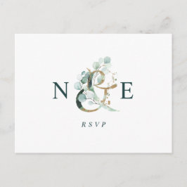 Eukalyptus Ampersand Gold Green Weddingn UAWG Postkarte