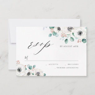 Eukalyptus anemone florale rustikale Hochzeit RSVP Karte