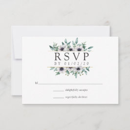 Eukalyptus Anemone Geometric Wedding RSVP Karte