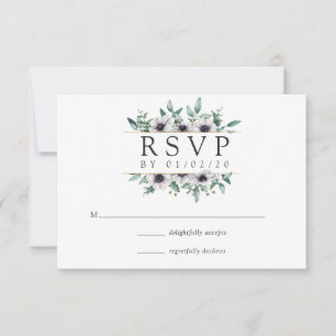 Eukalyptus Anemone Geometric Wedding RSVP Karte