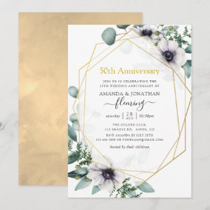 Eukalyptus-Anemone-Geometrisch 50. Hochzeitstag Einladung