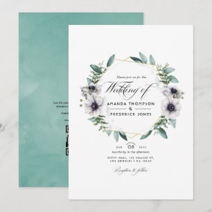 Eukalyptus-Anemone-Geometrischer-QR-Code-RSVP-Hoch Einladung
