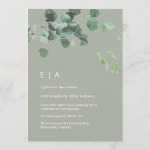 Eukalyptus-Aquäduktus-Blätter Hochzeit in Grün Einladung