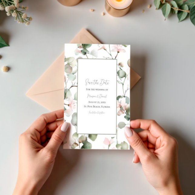 Eukalyptus-Aquarell-Flat-Save-the-Date-Karte Save The Date (Von Creator hochgeladen)