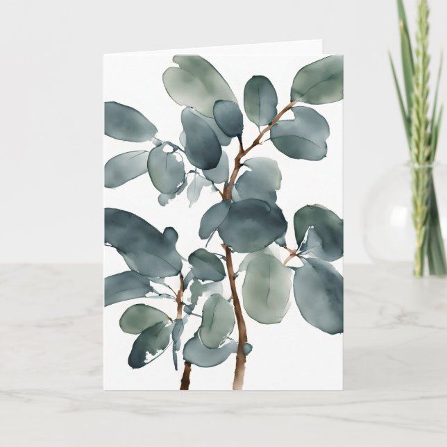 Eukalyptus - Aquarellblumen Karte (Vorderseite)