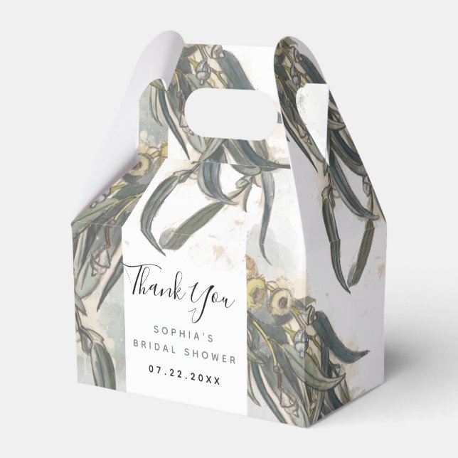 Eukalyptus-Aquarellfarben Blätter Grünes Brautpart Geschenkschachtel (Vorderseite)