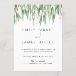 Eukalyptus-Aquarellfarben-Blätter Hochzeit von Gol Einladung