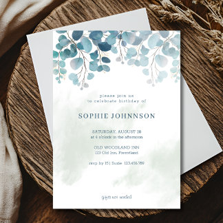 Eukalyptus-Aquarellgeburt Einladung