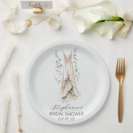 Eukalyptus-Aquarellkleid und Brautparty Pappteller