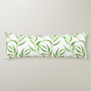 Eukalyptus-Aquarellmuster auf Weiß Seitenschläferkissen