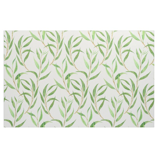 Eukalyptus-Aquarellmuster auf weißem Stoff (Fat Quarter (45,7 x 55,9 cm))