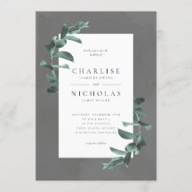 Eukalyptus auf graue Hochzeitseinladung
