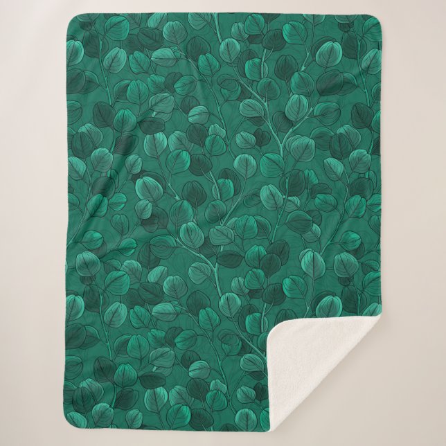 Eukalyptus auf Grün Sherpadecke (Vorderseite)