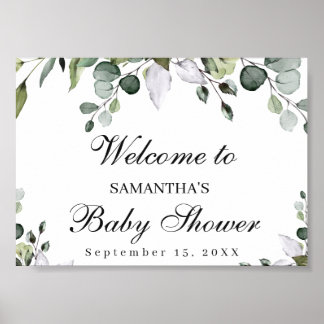 Eukalyptus Baby Dusche Begrüßungszeichen Poster