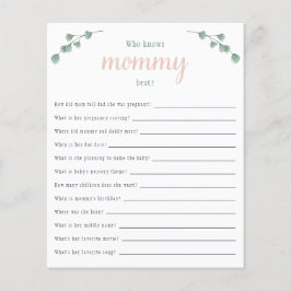 Eukalyptus Baby Shower kennt Mommy Best Game