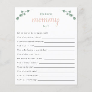 Eukalyptus Baby Shower kennt Mommy Best Game