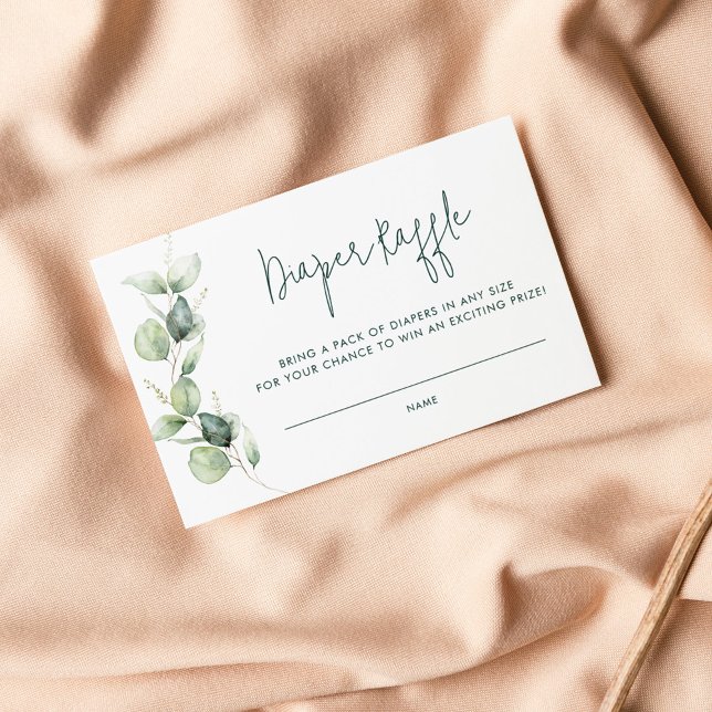 Eukalyptus-Babydusche-Windeln-Windeln Begleitkarte (Eucalyptus Foliage Baby Shower Diaper Raffle Enclosure Card)