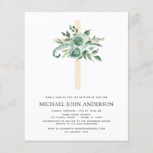 Eukalyptus Baptismus Grüne Einladung Flyer