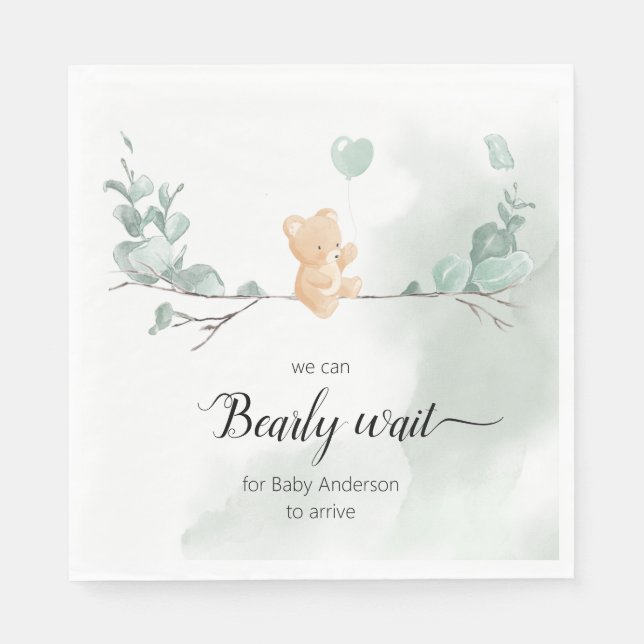Eukalyptus Bear Baby Shower Serviette (Vorderseite)