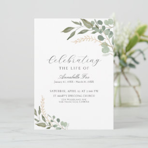 Eukalyptus-Beerdigungsordnung des Dienstprogramms Einladung