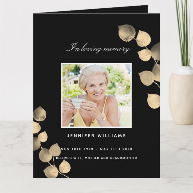 Eukalyptus Black Golden Foto Beerdigung Programm (Vorderseite)