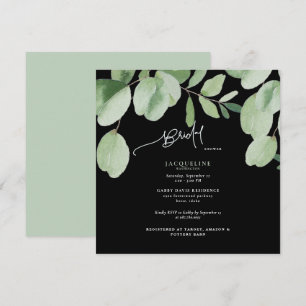 Eukalyptus Black & Green Brautparty Einladung