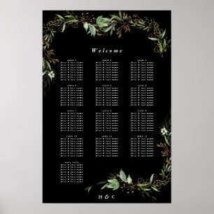 Eukalyptus Black Wedding Chart Poster