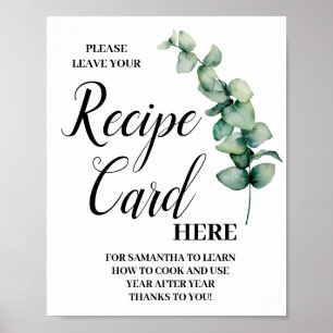 Eukalyptus-Blatt-Rezeptkarte Hier Schild