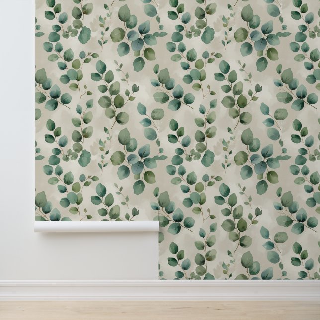Eukalyptus-Blätter abziehen und ankleben Tapete (Anwendung)