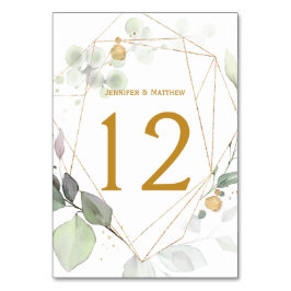 Eukalyptus-Blätter auf Weiden, geometrisch grün un Tischnummer