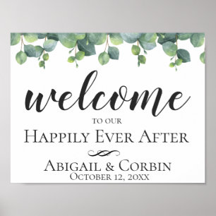 Eukalyptus-Blätter Begrüßung Poster