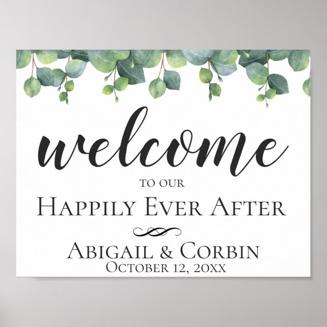 Eukalyptus-Blätter Begrüßung Poster (Vorne)