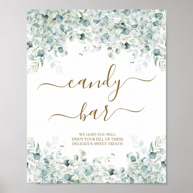Eukalyptus-Blätter Candy Bar Shower Sing Poster (Vorne)