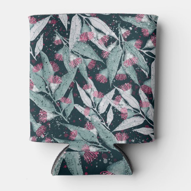 Eukalyptus-Blätter: Dunkelblütennahtlos. Dosenkühler