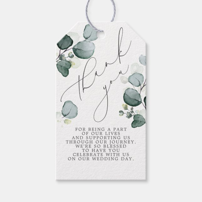 Eukalyptus Blätter Elegante Grüne Vielen Dank Geschenkanhänger (Vorderseite)